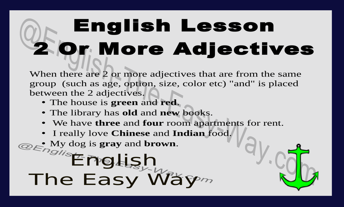 Order Of Adjectives English Grammar Online ESL English