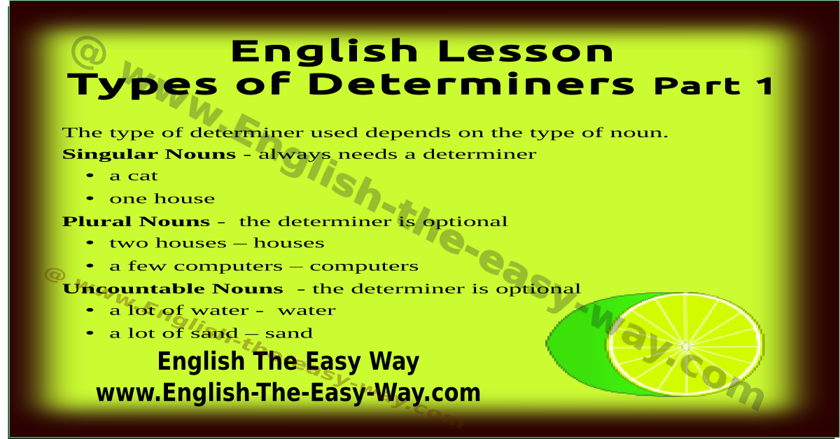Determiners Chart
