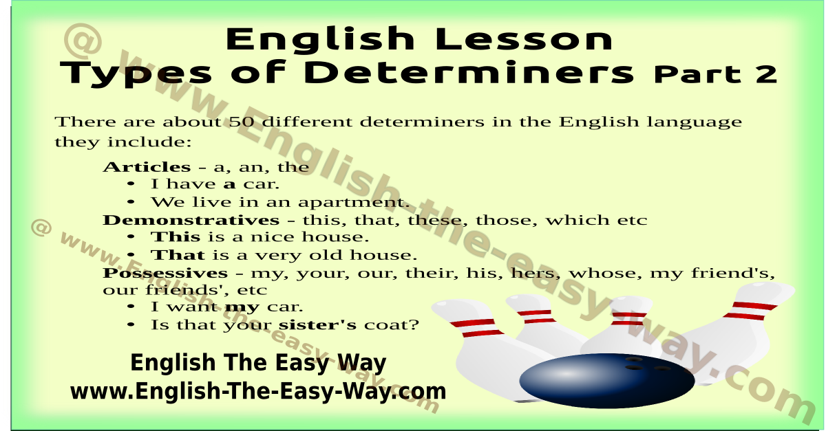 Determiners Chart