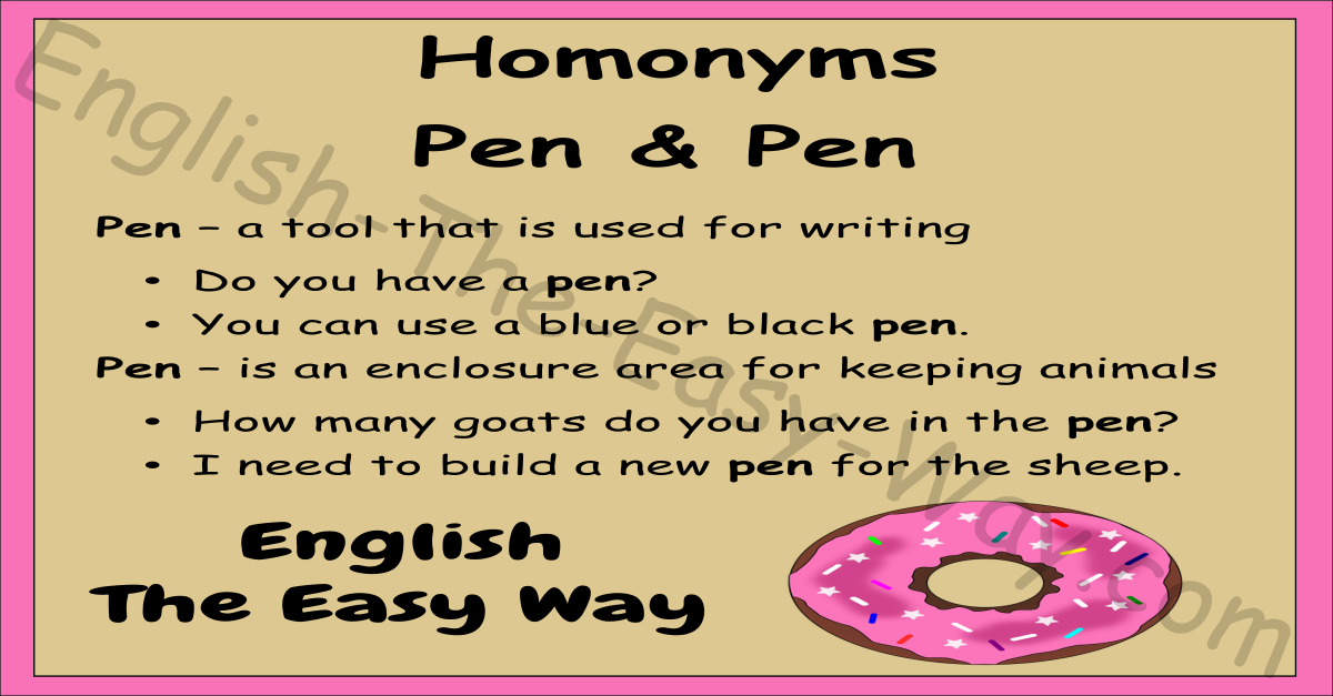 Pen & Pen - Homonyms - English The Easy Way